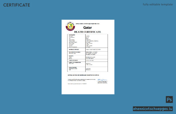 Katar – Sterbeurkunde (Word- und PDF-Beispiel)